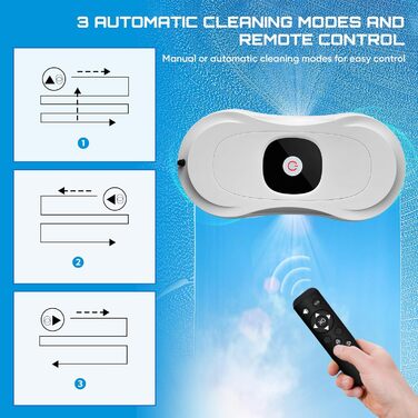 Робот для миття вікон Fensterputzroboter з розпилювачем, 2800Pa, резервуар 50 мл, 10 серветок