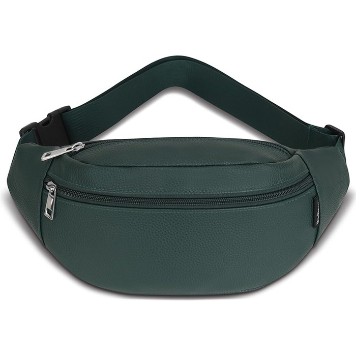 Поясна сумка на пояс для чоловіків та жінок з PU шкіри, спортивна сумка через плече, сумка на стегно для подорожей, хайкінгу, дресирування собак та активного відпочинку (Зелена)