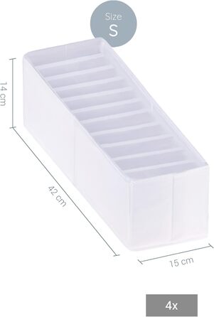 ROW&LINE® – Organizer Set – 11 extra tall compartments for underwear, bras & clothing – Organization system for changing tables – durable & washable for any closet & drawer – white – Size: 4x S