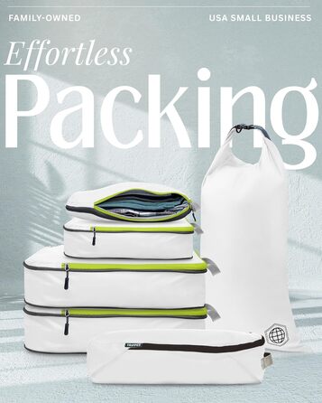 Набір кубиків для пакування TRIPPED Travel Gear: 6 шт. для подорожей, білий та зелений