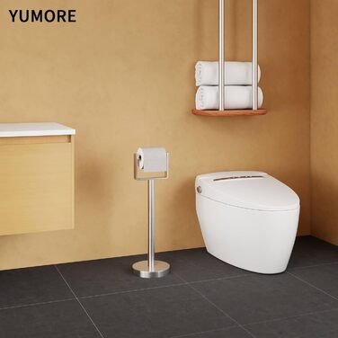 Тримач для туалетного паперу YUMORE підлоговий, стійкий органайзер з обважненою основою з нержавіючої сталі, класичний стиль, сріблястий