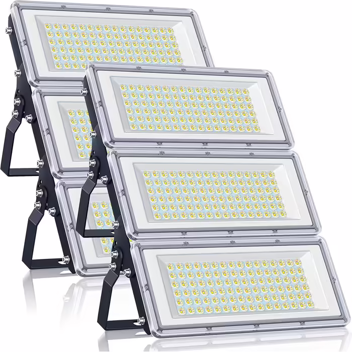 YIQIBRO LED Floodlight Outdoor 100W, 10000LM Super Bright Outdoor Floodlight, Waterproof Outdoor Spotlight IP67, 6500K Cold White LED Spotlight 85-265V for Garden, Garage, Factory, Sports Field (300W-2PCS)