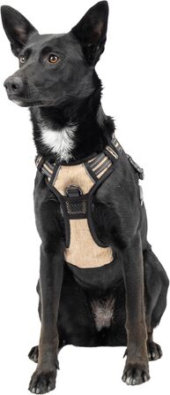 Шлейка для собак Ferplast середнього розміру, 2 гачки для контролю, шлейка від тяги, регульована, світловідбиваюча та дихаюча, ідеальна для тренувань, M, Бежево-коричнева