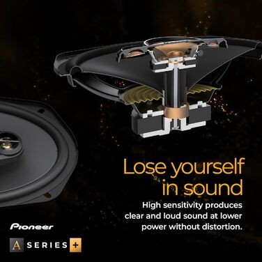 Автомобільна акустика Pioneer TS-A6991F 6x9 дюймів, 5-смугові коаксіальні динаміки, потужність 700Вт, RMS 120Вт, глибокий звук, монтажна глибина 86 мм, комплект 2 шт., з решіткою