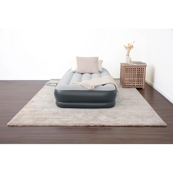 Надувний матрац Novaluxe з вбудованим електронасосом та подушкою, сірий 191x97x38 см