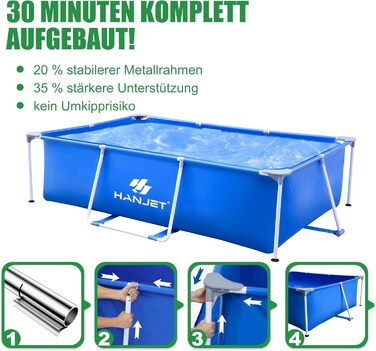 Басейн сталевий каркасний 110x110x35 см, блакитний - для саду та відпочинку