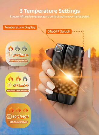 Електричні грілки для рук 2шт, 2500 mAh, портативні, для рукавичок, 3 режими, USB, для спорту та кемпінгу, чорні (для чоловіків та жінок)