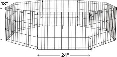 New World Dog Playpen & Exercise Pen - No Door, Black E-Coating, 61x76cm (61x61x18in)