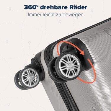 Чемодан ручної поклажі TRVLMORE 54x36x20 см - валіза на колесах, ручний чемодан, валіза з жорстким корпусом, легкий ручний чемодан, валіза на колесах