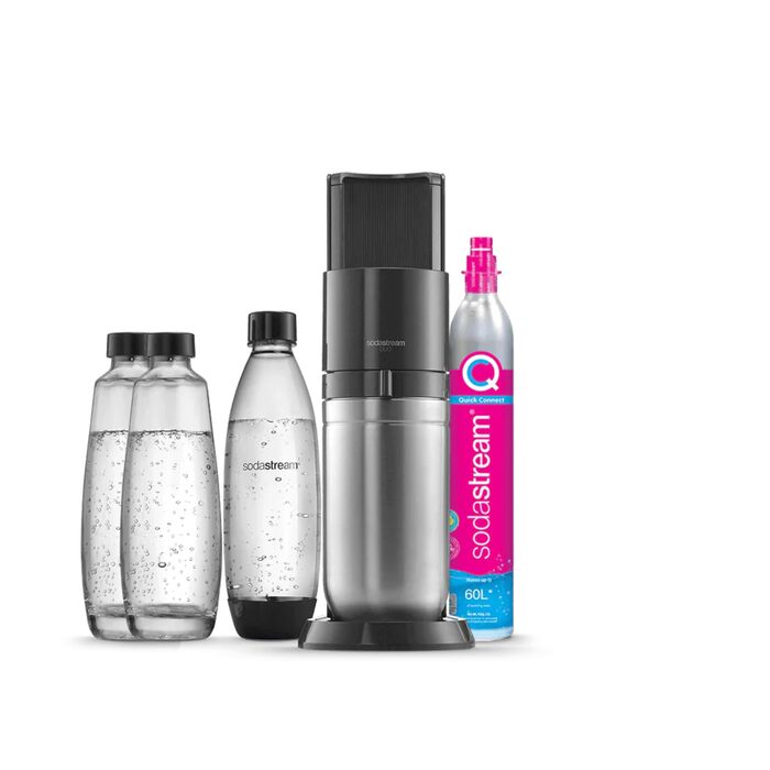SodaStream DUO комплект: карбонізатор для води з циліндром CO2, 2 скляні пляшки 1л та 1 пластикова 1л (Titan)