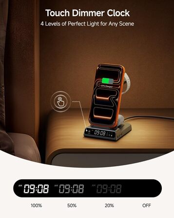 Бездротова зарядна станція 3-в-1 для Garmin Vivoactive/Venu/Forerunner/Instinct/Fenix/Epix 2, Samsung S25/S24, iPhone, AirPods, Galaxy Buds3