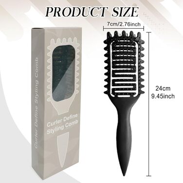 Щітка для кучерявого волосся: формування та визначення кучерів. Чорний колір