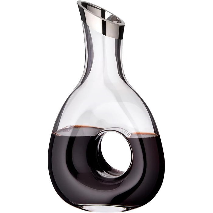 EDZARD Decanter Carafe Gordon, mouth-blown crystal glass with platinum rim, wine decanter for red wine, height 30 cm, capacity 1.2 liters