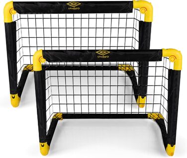 Ворота для футболу Umbro 50x44x44 см - Комплект 2 шт. - Складні, для дітей, для тренувань, металеві, чорно-жовті