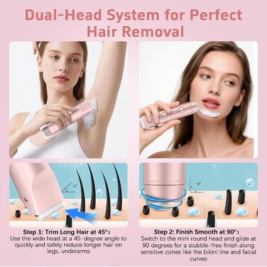 Електричний жіночий тример AOMEES 2-в-1 для обличчя, тіла та зони бікіні, IPX7, бездротовий, рожеве золото