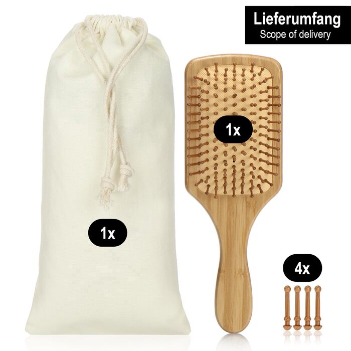 Набір з 2 бамбукових гребінців з натуральною щетиною - екологічні гребінці для жінок, чоловіків та дітей - для масажу шкіри голови та здорового волосся (гребінець-щітка/гребінець)