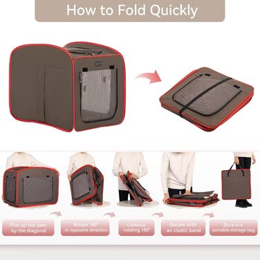 Складана переносна будка для собак Petsfit, 80x44x67 см, червоно-коричнева