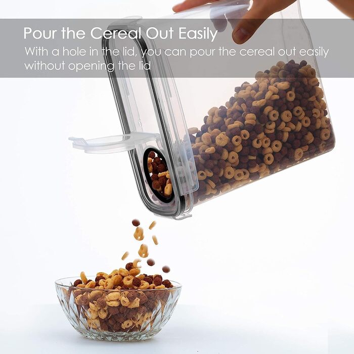 Набір контейнерів для зберігання Vtopmart 4L, 4 шт. з герметичними кришками, для круп, мюслі, BPA-free, з ручкою та етикеткою