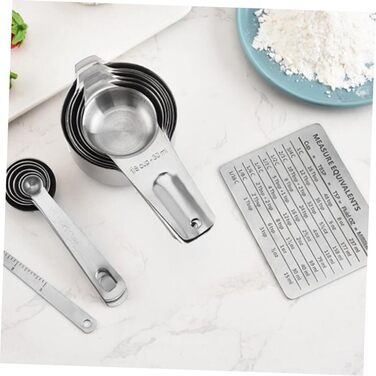 15 Measuring Spoon Conversion Table Kitchen Gadgets Bowls Measuring Cups for Baking Measuring Cup Set Portable Rice Spoon Kitchenware Stainless Steel Silver