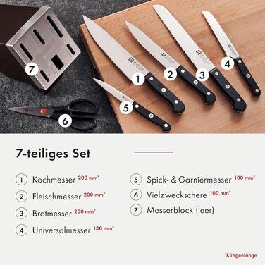 Набір ножів ZWILLING Gourmet самозагострювальний, 7 предметів, нержавіюча сталь, Німеччина, коричневий