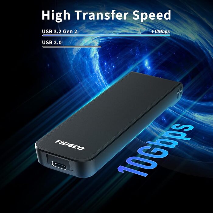 Корпус для SSD M.2 NVMe з USB 3.2 Gen 2 (10Gbps), адаптер для підключення SSD, без інструментів, підтримка UASP та Trim