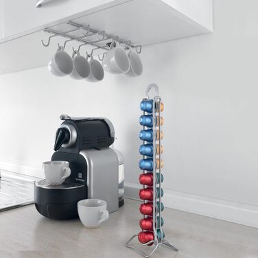 Тримач для капсул Nespresso Polytherm Coated Capsulo 20' від METALTEX, срібний, 8 x 9 x 38 см