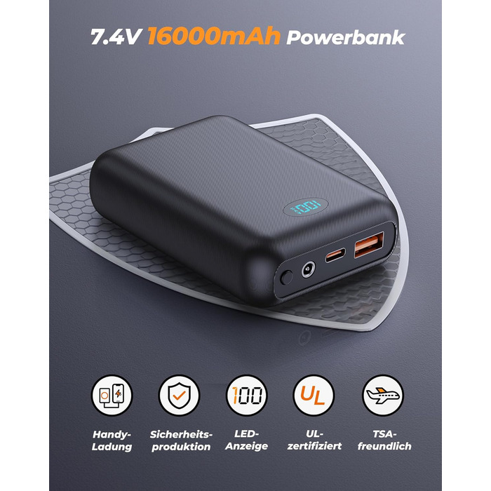 Жіноча грілка для тіла з Powerbank 16000mAh - Грілка з 9 зонами обігріву та 3 рівнями температури, для активного відпочинку, туризму та катання на лижах, чорного кольору, розмір S