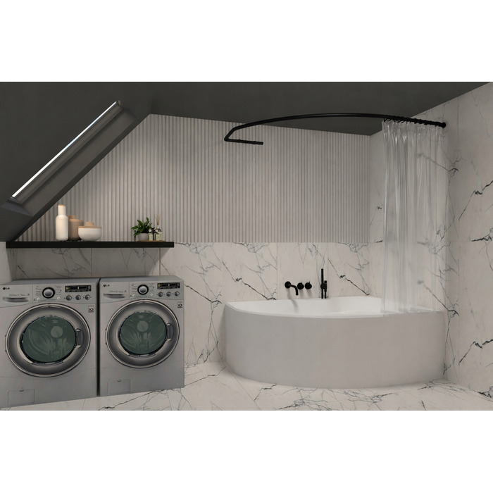 Дуговий шторний карниз Sasko 90-160 x 25 мм, чорний