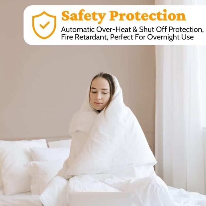 Електрична ковдра Marco Paul з підігрівом, тепла флісова ковдра, терапія тепла, полегшення болю в спині, обігрівальна ковдра для дивану (сірий фліс) (біла підкладка 135 см)
