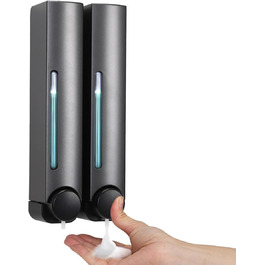 Набір дозаторів для мила та гелю для душу на стіну (2 шт, 380 мл, сірий)