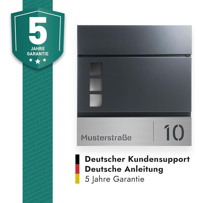 Поштовий ящик Forgard Helsingborg антрацит з газетницею, RAL 7016, персоналізований, з монтажним комплектом. З цинкової сталі, сучасний дизайн.
