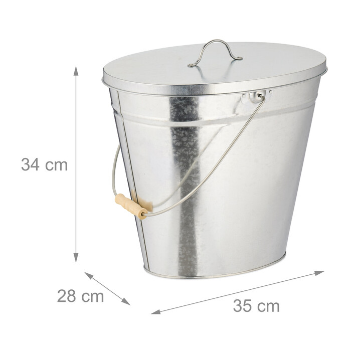 Relaxdays Galvanized Ash Bucket with Lid
