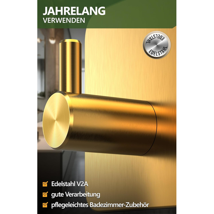 Набір гачків для рушників 4smile (6 шт) - самоклеючі, золоті, для ванної кімнати