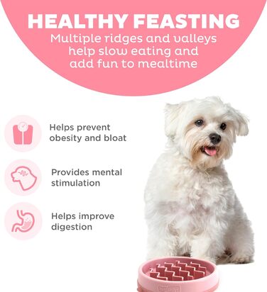 Миска для собак Outward Hound Fun Feeder, велика, рожева - уповільнює харчування, запобігає здуттям, нековзна миска для води та корму