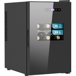 Cecotec Bolero GrandSommelier 36000 Wine Cooler - 95 Liter Compressor Wine Fridge with Adjustable Temperature, Touch Panel, LED Lighting & Quiet Operation (Black, Series 30, 15 Bottles)