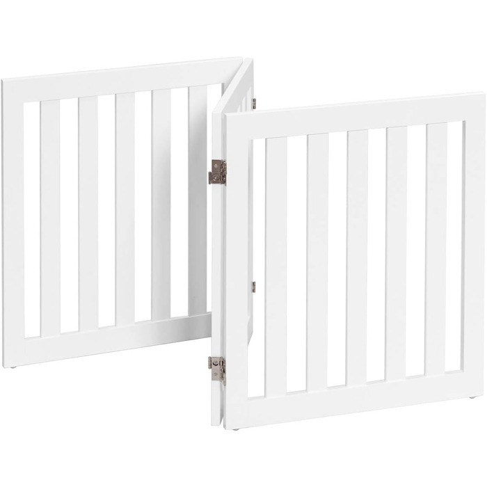 Захисний бар'єр для собак COSTWAY 60см, дерев'яне огорожа, дитяче ворота, розкладні, для захисту сходів, білий (3 панелі)