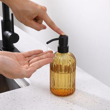 Дозатор для мила з бурштинового скла, 473 мл, з щіткою для миття, для ванної кімнати та кухні, з золотою помпою, преміум-якість