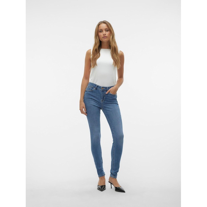 Джинси жіночі VERO MODA Skinny Fit Vmflash Mid Rise, середній блакитний денім, розмір 34L