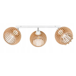 Стеля люстра-плафон у стилі LOFT, рухома, з кулястим плафоном 36 см, дерево, на 3 лампи E27
