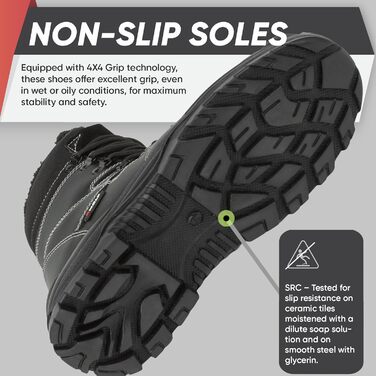 Черевики робочі зимові чоловічі BWOLF GRIZZLY S3, водонепроникні, оліостійкі, антиковзаючі, з Reflect-технологією та ергономічною підошвою, 40 EU, чорні