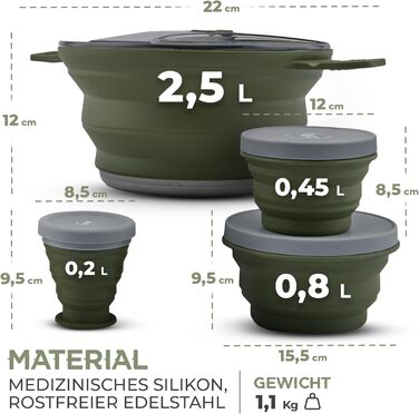 Набір посуду для кемпінгу Joe Woodsman: легкий, складаний, для туризму та подорожей