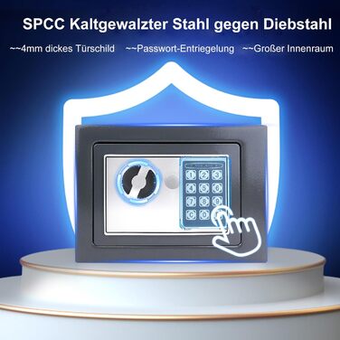 Сейф для ключів Tresor з ключовим та кодовим замком, 31x20x20 см, вологостійкий, для дому, офісу, готелю, чорний