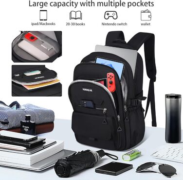 Чорний шкільний рюкзак для дівчат та жінок: стильний, місткий, для навчання та повсякденного використання