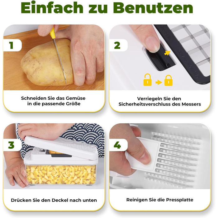 Набір для нарізки овочів 2-в-1: спіралі, кубики, слайси. Нарізник для овочів, фруктів, зелені. Змінні леза для моркви, картоплі, огірка.