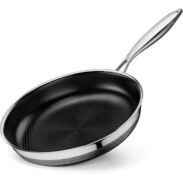 Набір професійних сковорідок Innerwell Hybrid Edelstahl з нержавіючої сталі - індукційні сковороди з покриттям Titan-Keramik та антипригарним шаром, швидкий нагрів, придатні для духовки, без PFOA, для всіх типів плит (28 см)