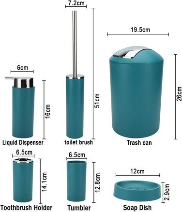 Набір аксесуарів для ванної кімнати Otostar 6 шт. з пластику (темно-зелений)