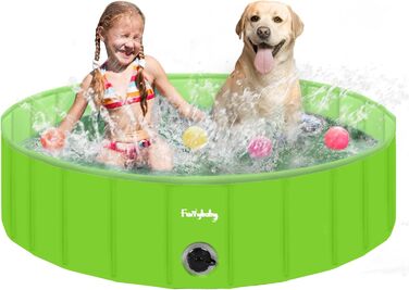 Foldable Dog Pool for Dogs, Dog Cushion Pool, Portable, for Dog Bath, Plastic, Large, Hard, Children's Pool (100 x 30 cm) (Large(120×30cm), Green)