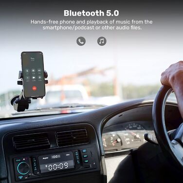 Автомагнітола 1 DIN Avylet Bluetooth 5.0, RDS/FM/AM, 7 кольорів підсвітки, USB, AUX-IN, MP3, підтримка 30 радіостанцій, функція гучного зв'язку