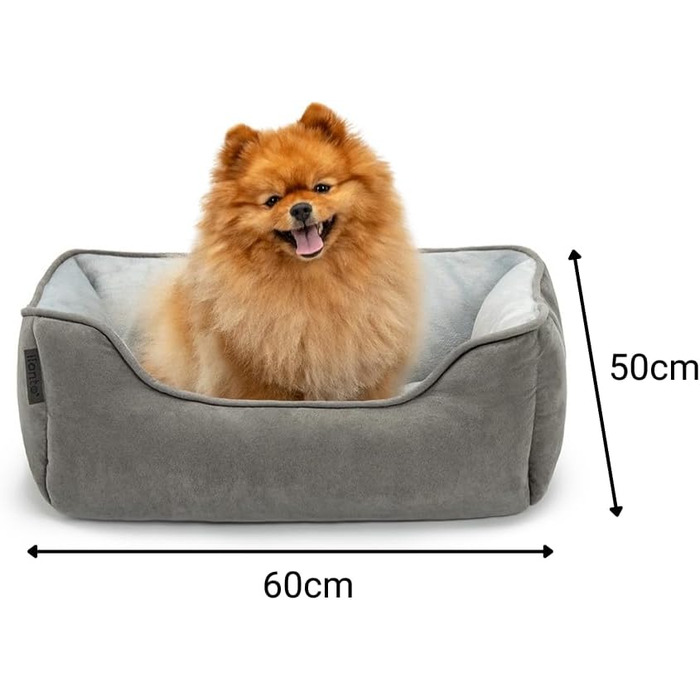 Ліжко для собак Lionto 2-в-1 з комфортним входом, м'яке домашнє ліжко для тварин, яке можна перевертати, для собак та котів, 60x50 см, подушка для собак з легкою у догляді оксамитовою обробкою, сірий L 60 x W 50 x H 22 cm Темно-сірий/Світло-сірий