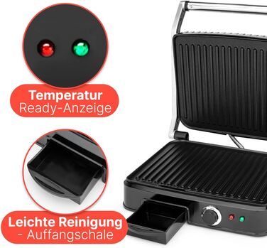 Clatronic 2000W Contact Grill | Non-Stick Grill Plates | Panini Grill Toaster | KG 3487